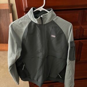 Figs Women's Two-Tone Green Bomber Jacket